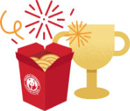 trophy and takeout box